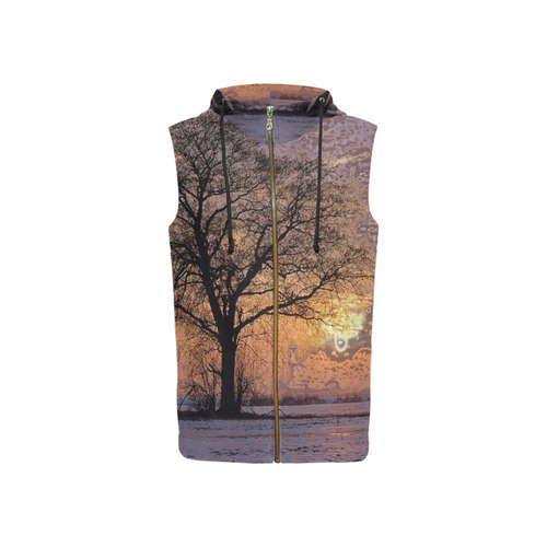 travel to sunset 4 by JamColors All Over Print Sleeveless Zip Up Hoodie for Women (Model H16)