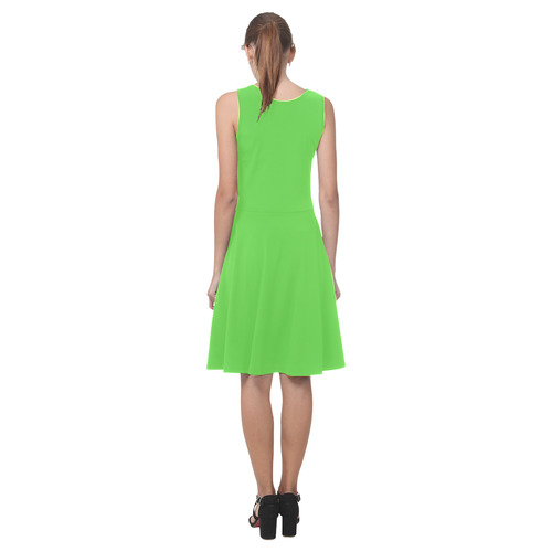 Precious Peacock Feathers Neon Green Solid Color Atalanta Casual Sundress(Model D04)