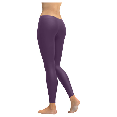 Precious Peacock Feathers Deep Purple Solid Color Women's Low Rise Leggings (Invisible Stitch) (Model L05)