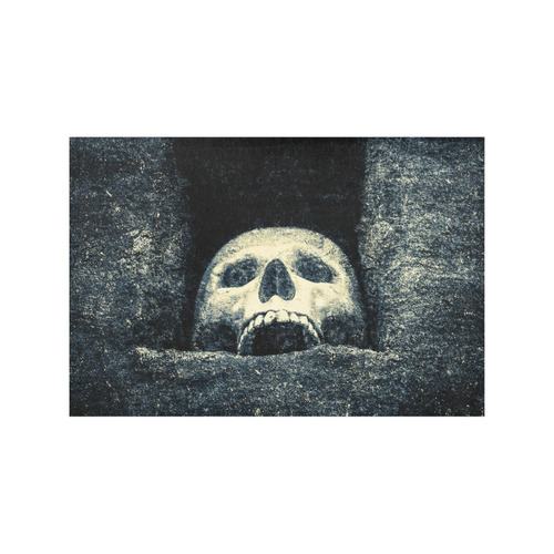 White Human Skull In A Pagan Shrine Halloween Cool Placemat 12’’ x 18’’ (Set of 2)