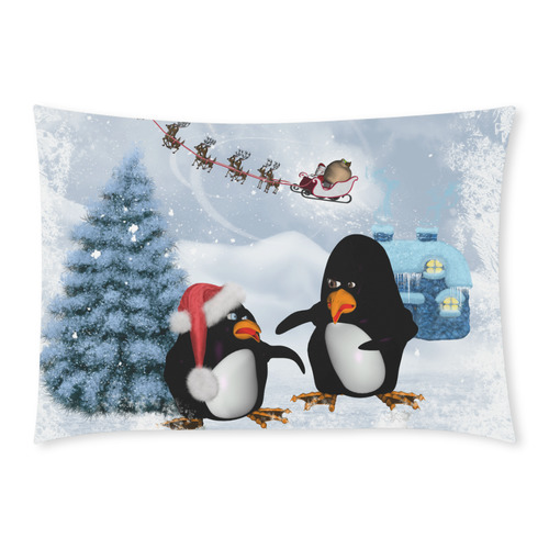 Christmas, funny, cute penguin Custom Rectangle Pillow Case 20x30 (One Side)