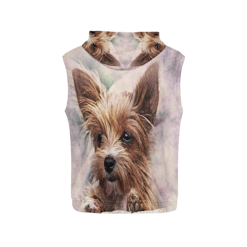 Darling Dogs 4 All Over Print Sleeveless Hoodie for Women (Model H15
