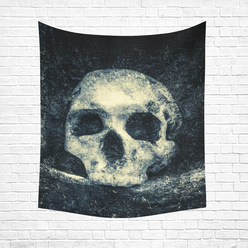 Man Skull In A Savage Temple Halloween Horror Cotton Linen Wall Tapestry 51"x 60"
