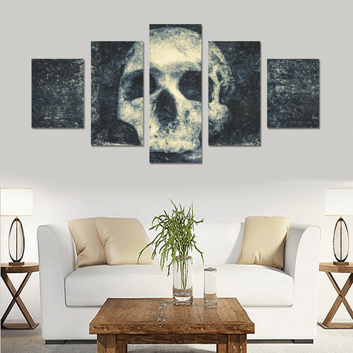 Man Skull In A Savage Temple Halloween Horror Canvas Print Sets B (No Frame)