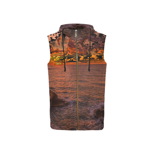 travel to sunset 3 by JamColors All Over Print Sleeveless Zip Up Hoodie for Women (Model H16)