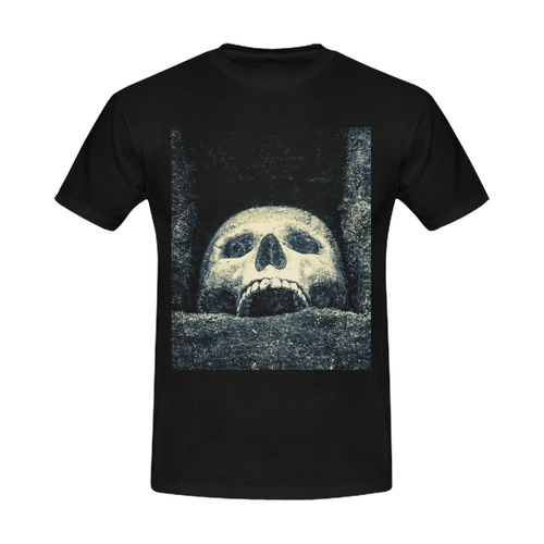 White Human Skull In A Pagan Shrine Halloween Cool Men's Slim Fit T-shirt (Model T13)