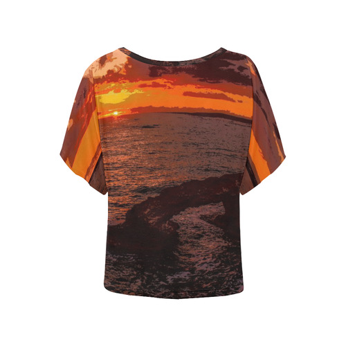 travel to sunset 2 by JamColors Women's Batwing-Sleeved Blouse T shirt (Model T44)
