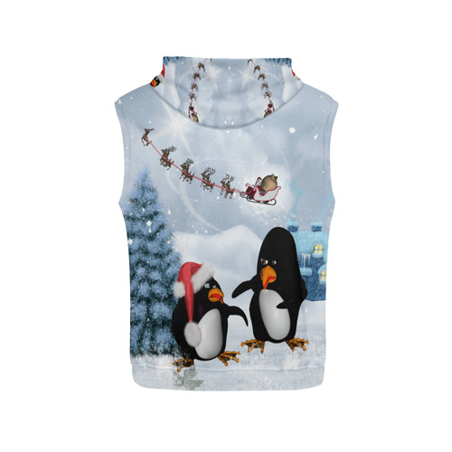 Christmas, funny, cute penguin All Over Print Sleeveless Hoodie for Men (Model H15)