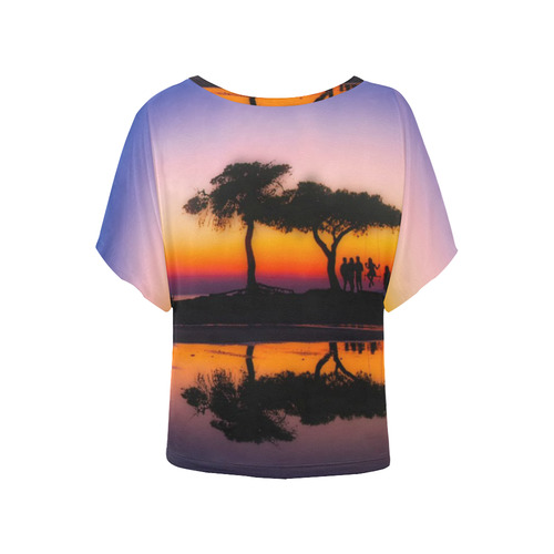 travel to sunset 06 by JamColors Women's Batwing-Sleeved Blouse T shirt (Model T44)