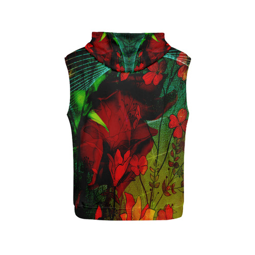 Flower power, roses All Over Print Sleeveless Hoodie for Men (Model H15)