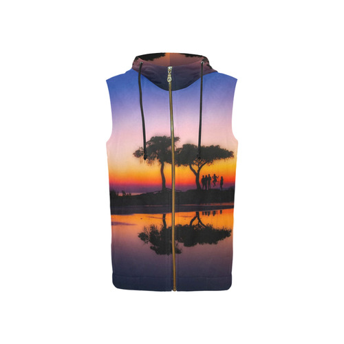 travel to sunset 06 by JamColors All Over Print Sleeveless Zip Up Hoodie for Women (Model H16)
