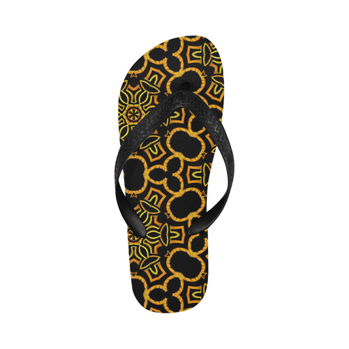 yellow-gold-black Flip Flops for Men/Women (Model 040)