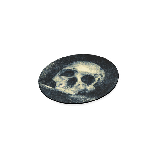 Man Skull In A Savage Temple Halloween Horror Round Coaster