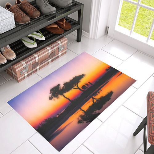 travel to sunset 06 by JamColors Azalea Doormat 30" x 18" (Sponge Material)