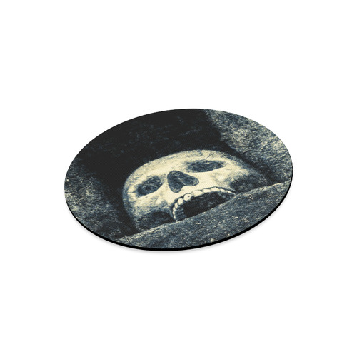 White Human Skull In A Pagan Shrine Halloween Cool Round Mousepad