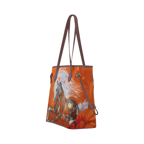 Wonderful steampunk horse, red white Clover Canvas Tote Bag (Model 1661)