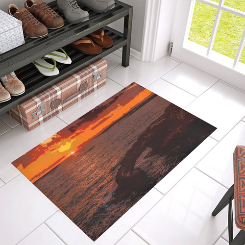 travel to sunset 2 by JamColors Azalea Doormat 30" x 18" (Sponge Material)