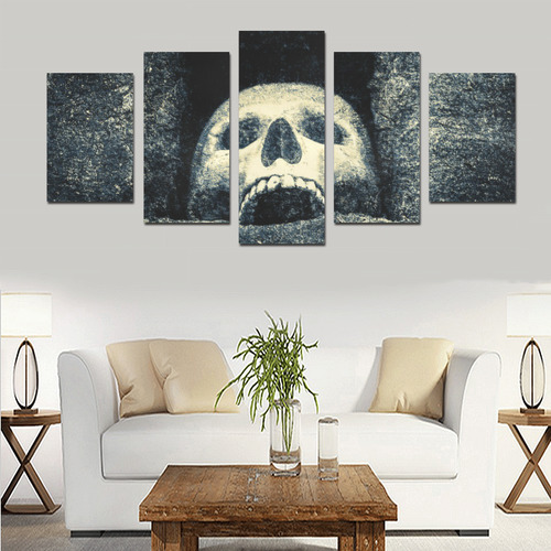 White Human Skull In A Pagan Shrine Halloween Cool Canvas Print Sets D (No Frame)