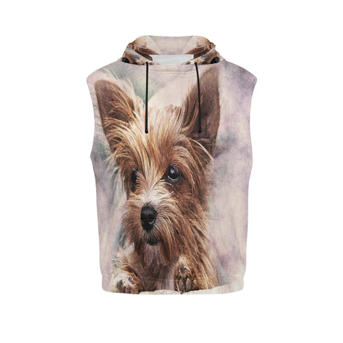 Darling Dogs 4 All Over Print Sleeveless Hoodie for Women (Model H15)