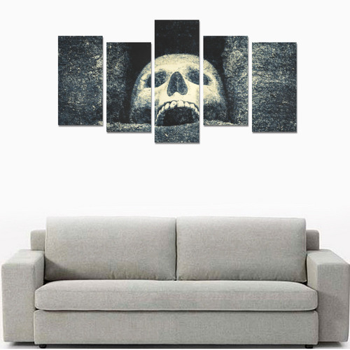 White Human Skull In A Pagan Shrine Halloween Cool Canvas Print Sets E (No Frame)