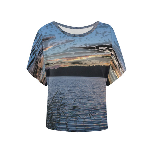 travel to sunset 05 by JamColors Women's Batwing-Sleeved Blouse T shirt (Model T44)