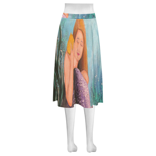 Mermaid Under The Sea Mnemosyne Women's Crepe Skirt (Model D16)