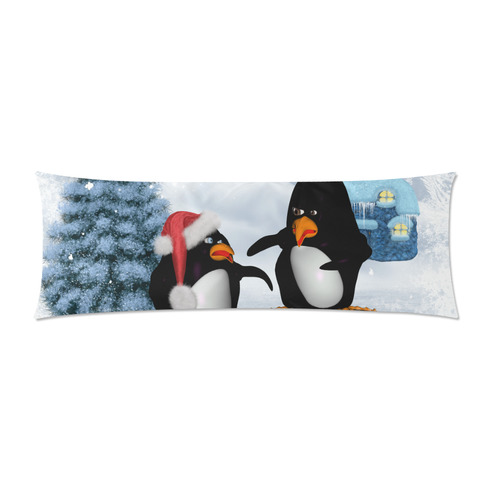 Christmas, funny, cute penguin Custom Zippered Pillow Case 21"x60"(Two Sides)