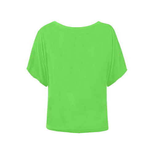 Precious Peacock Feathers Neon Green Solid Color Women's Batwing-Sleeved Blouse T shirt (Model T44)