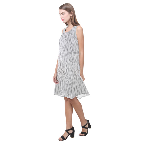 White Fur Sleeveless Splicing Shift Dress(Model D17)