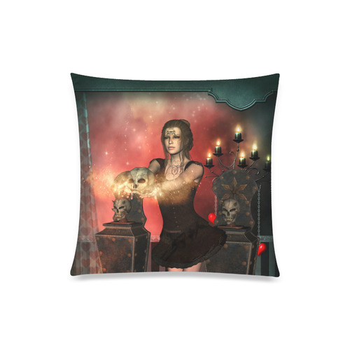 The dark fairy with skulls Custom Zippered Pillow Case 20"x20"(One Side)