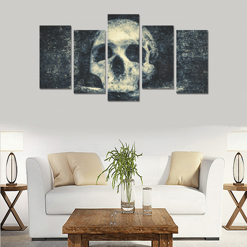 Man Skull In A Savage Temple Halloween Horror Canvas Print Sets E (No Frame)