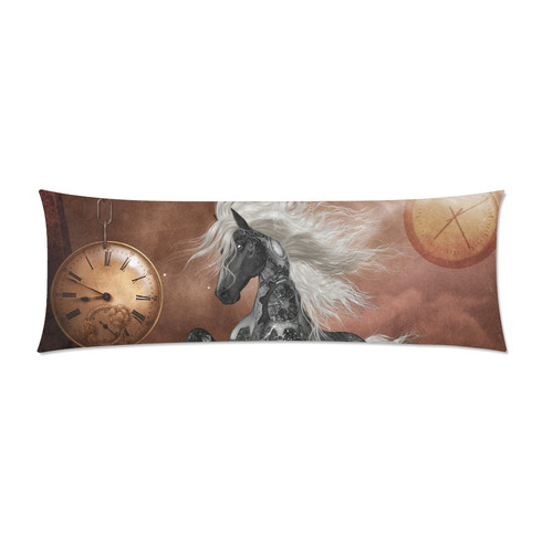 Amazing steampunk horse, silver Custom Zippered Pillow Case 21"x60"(Two Sides)