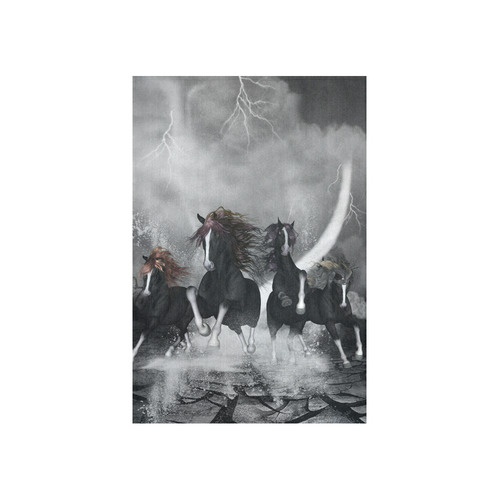 Awesome running black horses Cotton Linen Wall Tapestry 40"x 60"