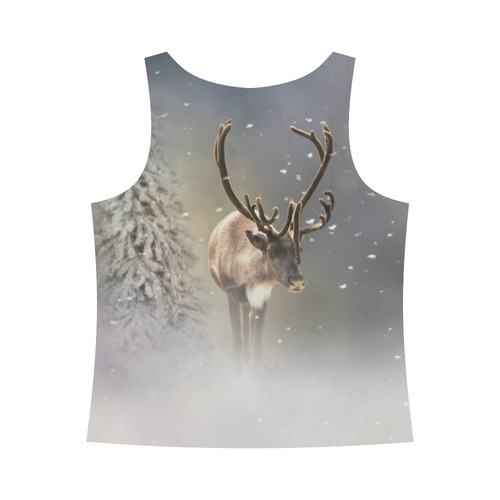 Santa Claus Reindeer in the snow All Over Print Tank Top for Women (Model T43)