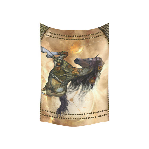 Aweseome steampunk horse, golden Cotton Linen Wall Tapestry 60"x 40"
