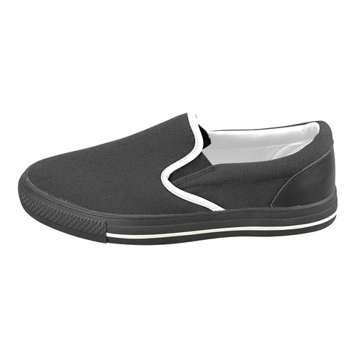 Mostly Black with White Trim Accents Men's Slip-on Canvas Shoes (Model 019)