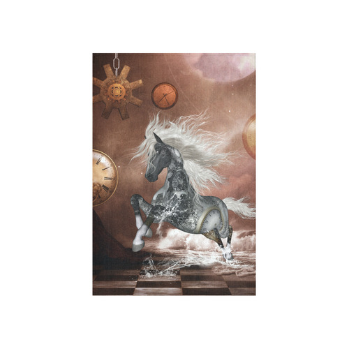Amazing steampunk horse, silver Cotton Linen Wall Tapestry 40"x 60"