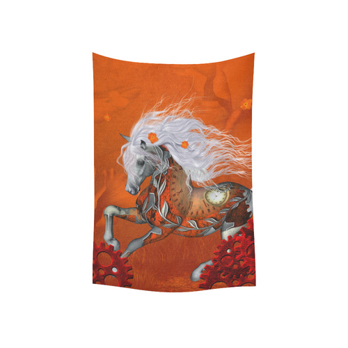 Wonderful steampunk horse, red white Cotton Linen Wall Tapestry 40"x 60"