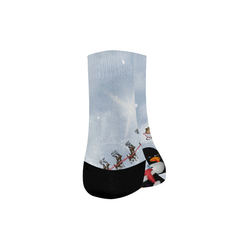 Christmas, funny, cute penguin Quarter Socks