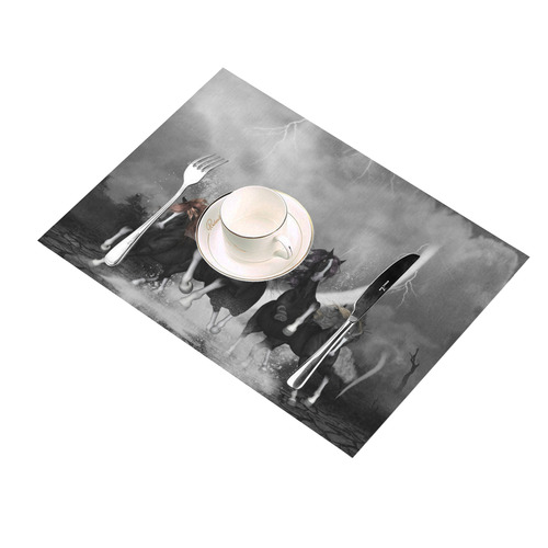 Awesome running black horses Placemat 14’’ x 19’’ (Six Pieces)