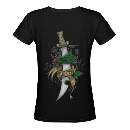 Symbolic Sword Women's Deep V-neck T-shirt (Model T19)