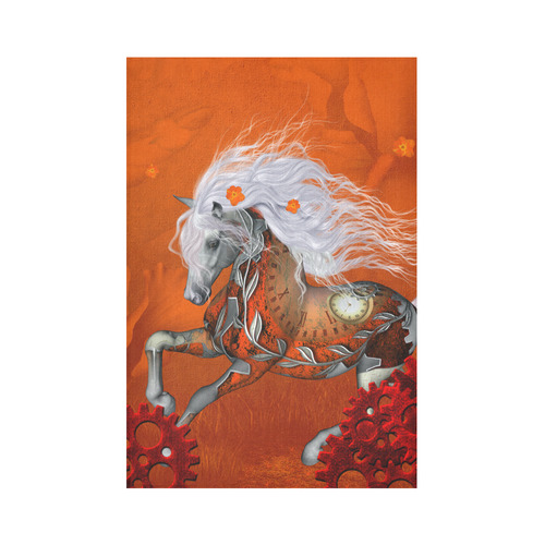 Wonderful steampunk horse, red white Cotton Linen Wall Tapestry 60"x 90"