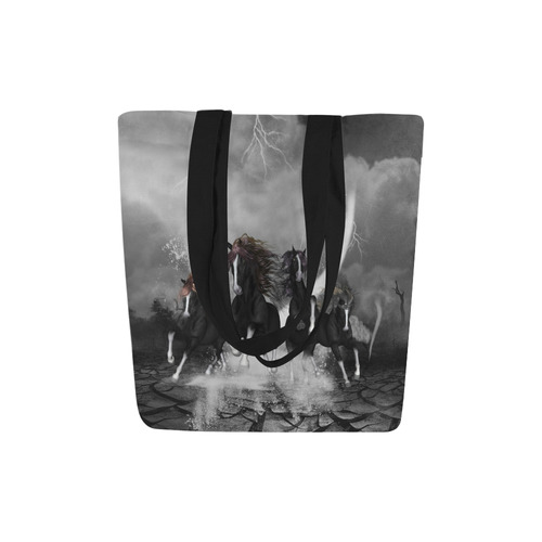 Awesome running black horses Canvas Tote Bag (Model 1657)