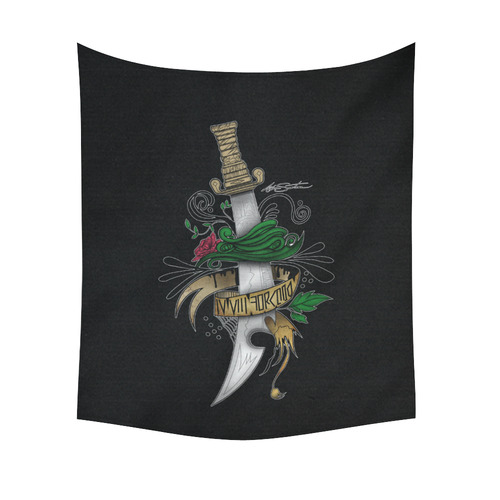 Symbolic Sword Cotton Linen Wall Tapestry 51"x 60"