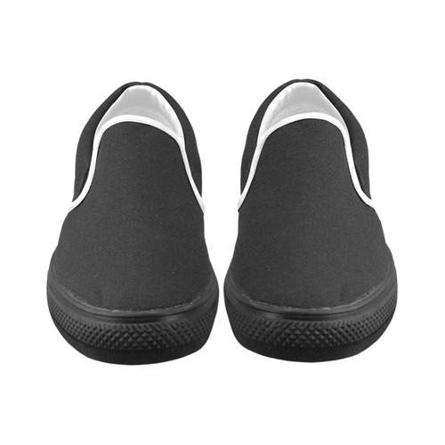 Mostly Black with White Trim Accents Men's Slip-on Canvas Shoes (Model 019)