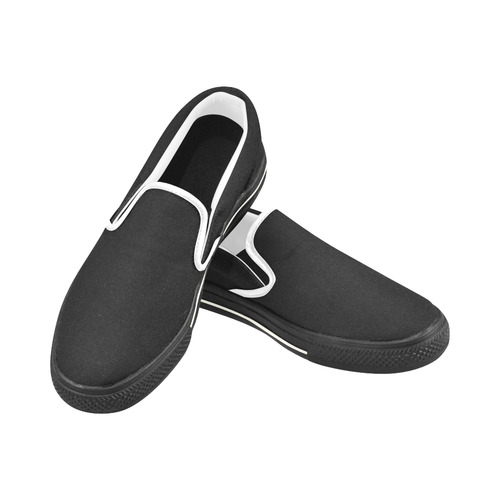 Mostly Black with White Trim Accents Men's Slip-on Canvas Shoes (Model 019)