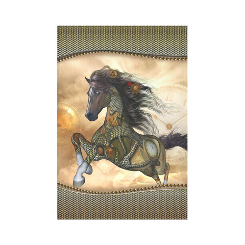 Aweseome steampunk horse, golden Cotton Linen Wall Tapestry 60"x 90"