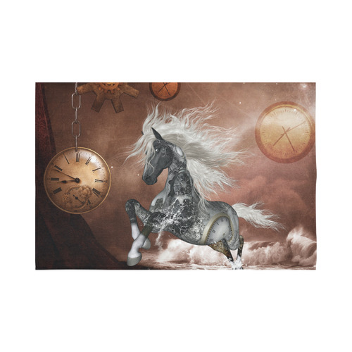 Amazing steampunk horse, silver Cotton Linen Wall Tapestry 90"x 60"