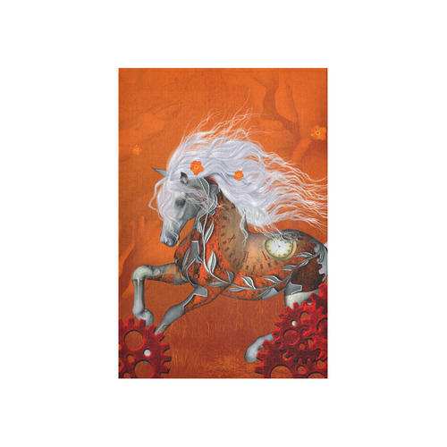 Wonderful steampunk horse, red white Cotton Linen Wall Tapestry 40"x 60"