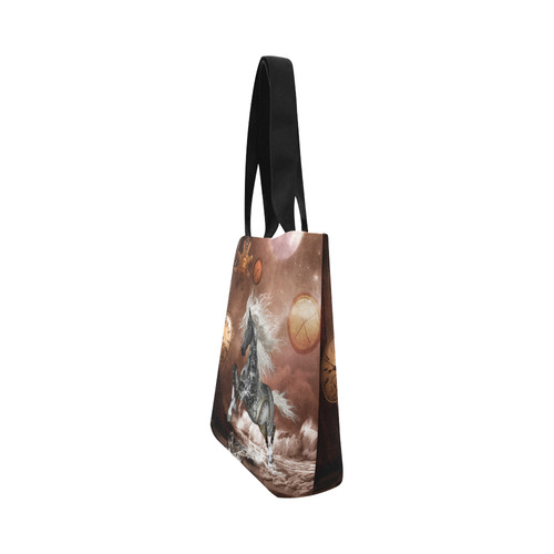 Amazing steampunk horse, silver Canvas Tote Bag (Model 1657)